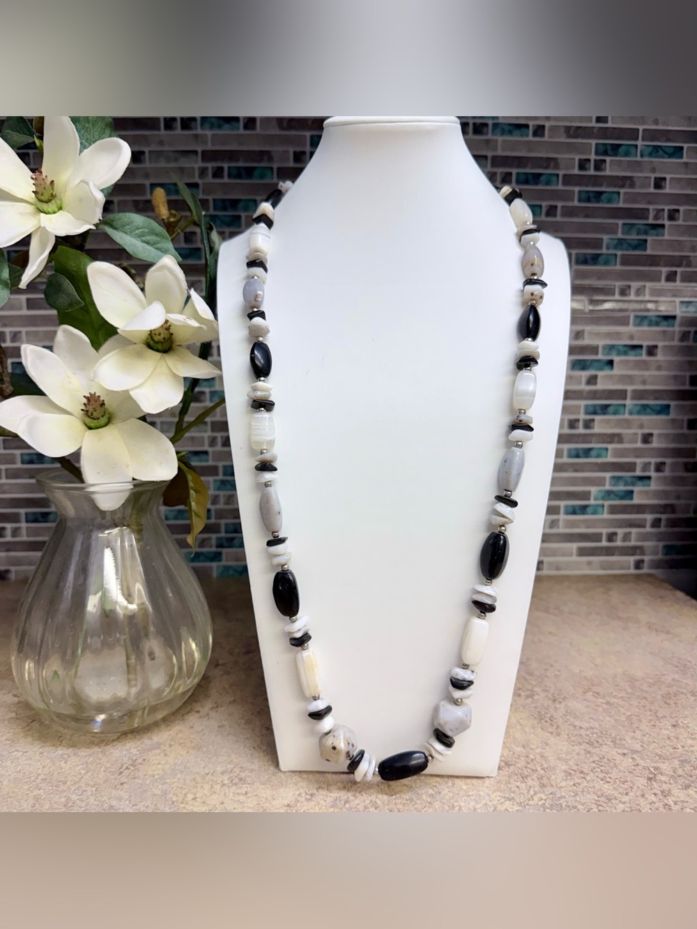 Karla Jordan monochromatic stone necklace